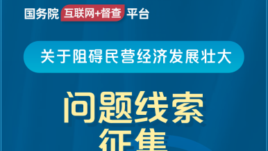 大几吧艹嫩逼视频国务院“互联网+督查”平台公开征集阻碍民营经济发展壮大问题线索